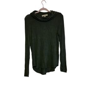 Loft dark green knit cowlneck long sleeve top size small